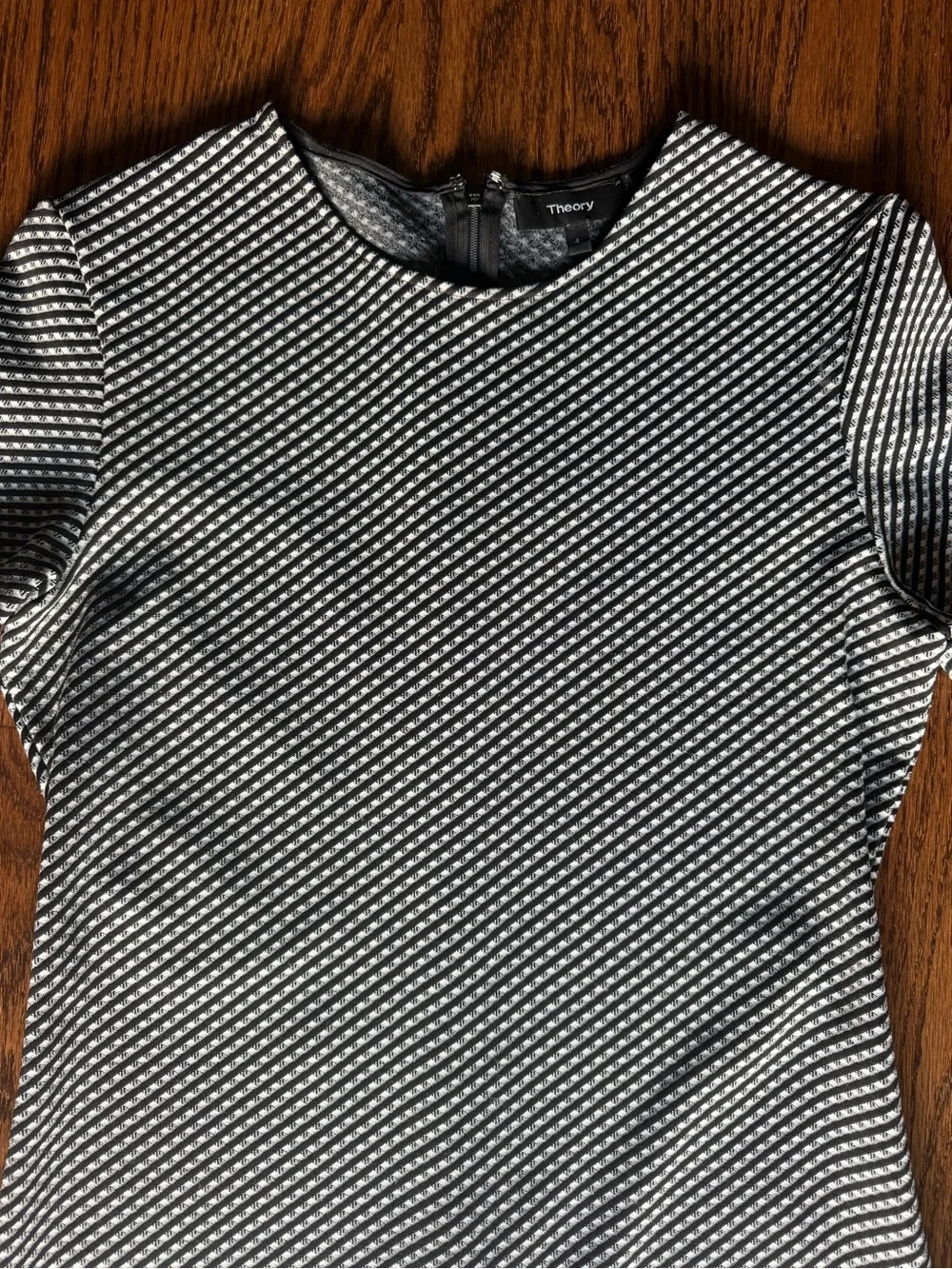 Theory Black and White Patterned Midi Shift Dress